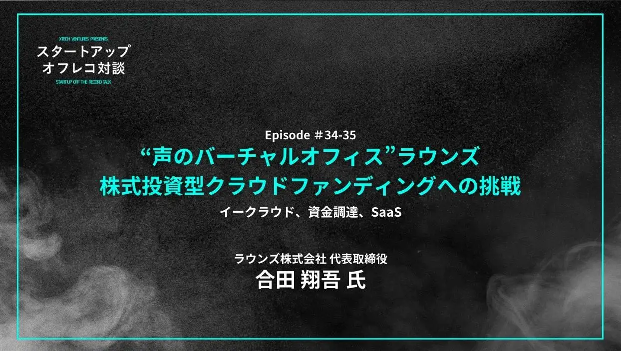 「#34-35「“声のバーチャルオフィス”ラウンズ、株式投資型クラウドファンディングへの挑戦」イークラウド、資金調達、SaaS」を配信しましたの画像